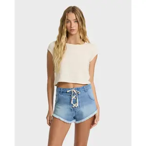 Beach Dreamin Denim Shorts - Faded Indigo Fray