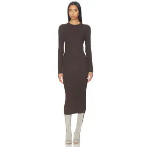 Fear of God ESSENTIALS Rib Long Sleeve Dress in Brown