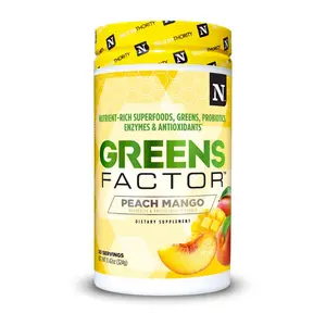 Greens Factor Peach Mango by Nutrithority - Nutrient-Rich Superfoods, Fruits, Vegetables, Probiotics, Enzymes & Antioxidants for Fitness & Wellbeing Healthcare Dietary