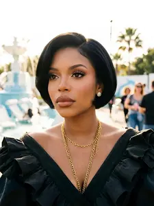 13x4 Lace Pixie Human Hair Wig for Women, Short Straight Bob Cut, 8 Inch 150% Density, Natural Hair, Elegant Style, Holiday Party, Casual Wear