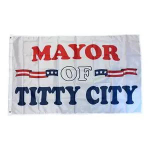 Mayor Of Titty City Flag  Flag 3x5 ft - Perfect Wall Decor for Mancaves, Bars or Bachelor Pads Great Gift Outdoors Pack Ornaments wishing banner funny