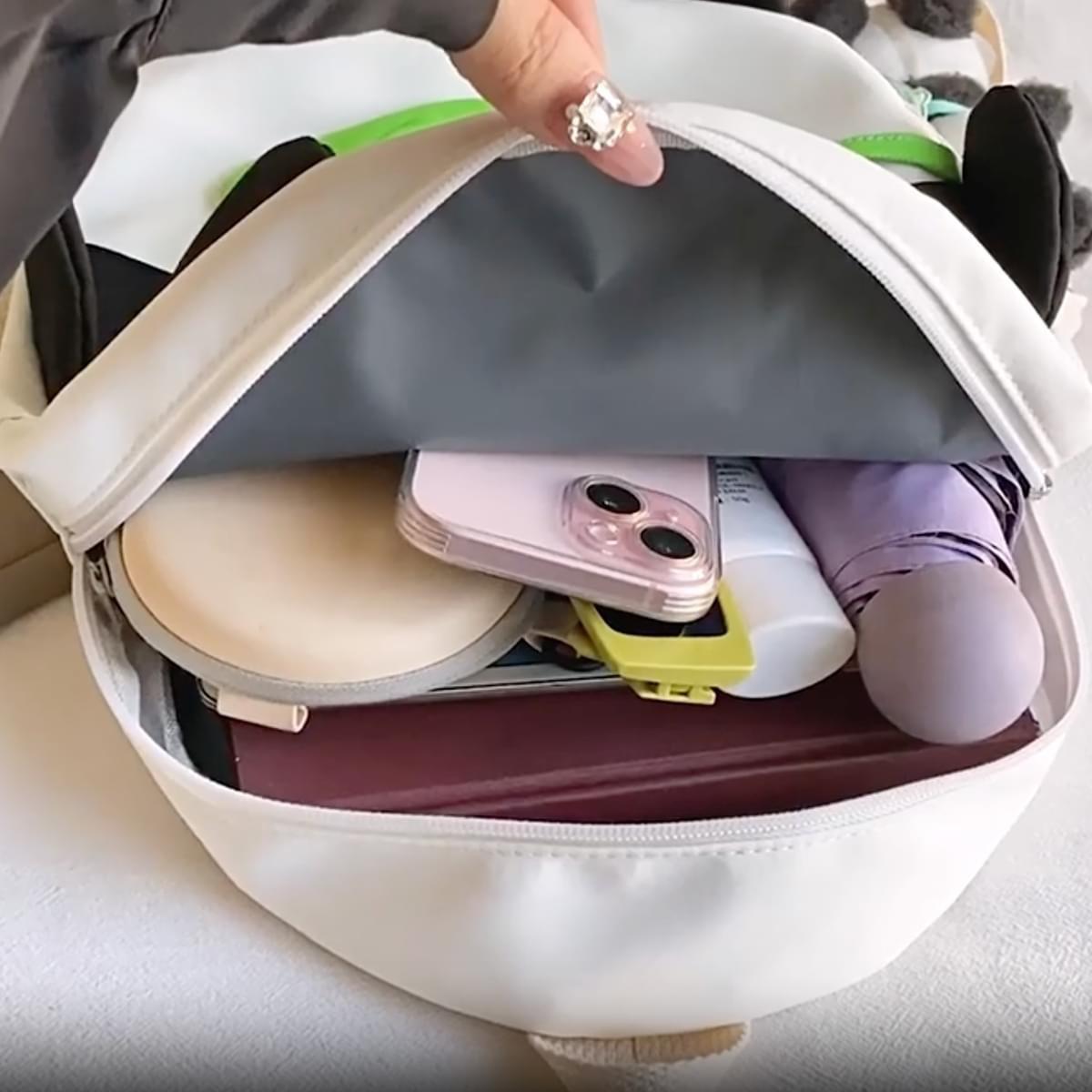 Panda Pal Composite Fabric Backpack with Adjustable Strap - 30cm x 25cm x 8cm