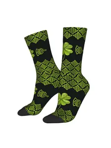 1pc Irish Four Leaf Clover with Celtic Knot Men's Novelty Socks Crew Sock Pattern Prints