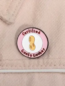 Cartoon Peanut & Letter Design Brooch, Cute Cartoon Badge for Backpack & Clothes Collar, Fashion Charm Pin Accessories for Women & Men, Girl Jewelry Accessories, Durable Metal Pins, Lapel Pin, Fashion Accessory, Round
