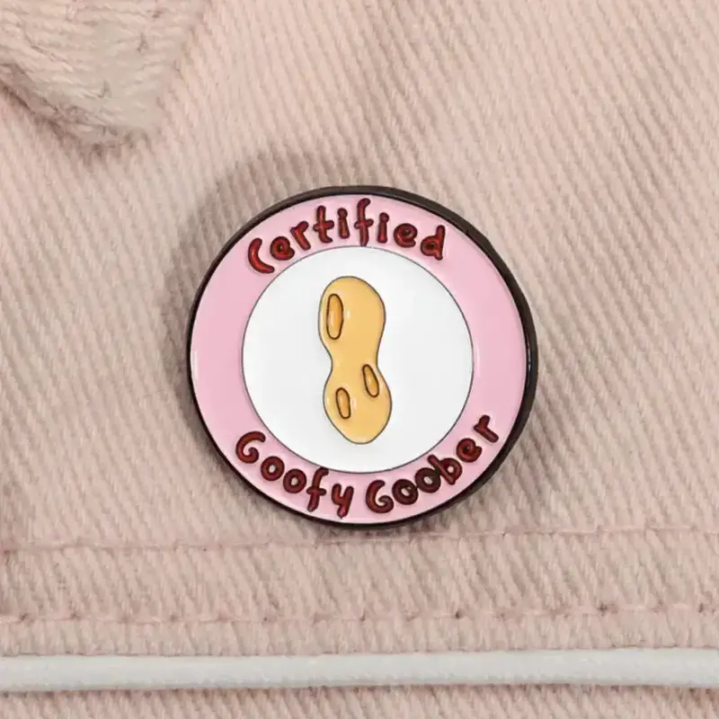 Cartoon Peanut & Letter Design Brooch, Cute Cartoon Badge for Backpack & Clothes Collar, Fashion Charm Pin Accessories for Women & Men, Girl Jewelry Accessories, Durable Metal Pins, Lapel Pin, Fashion Accessory, Round, Alloy Brooch Pin, Brooch Pin Clip