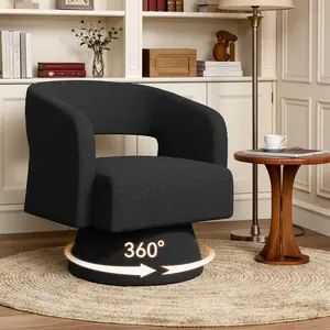 Nebuaegis Swivel Accent Chair , Modern Comfy Teddy Barrel Chairs, Oversized Upholstered Round Arm Chair for Living Room, Bedroom, Reading Room Luxanimarion
