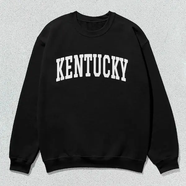 Men's Kentucky Collegiate Crewneck Pullover Sweatshirt - Unisex, Casual Long Sleeve Round Neck Tops, Collegiate Look, Unisex Fit, Slogan Print, Clothes