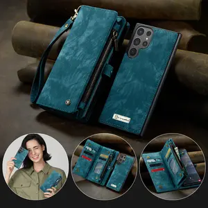 Samsung Galaxy Wallet Case Cover Card Slot Magnetic Stand Zipper Design Compatible with Multiple Models, Durable Phone Accessory