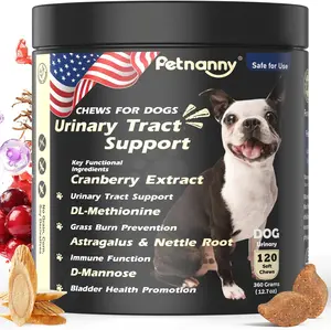 Petnanny Cranberry Supplement for Dogs，Supports Urinary Tract & Bladder Wellness，Improve pH Balance & Immunity, Chicken Flavor,120 Chews