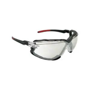 Ansi Z87 High Impact Safety Glasses with Clear Lenses Black Frame and Red Trim Durable Design for Safety and Protection Work Gloves Goggles