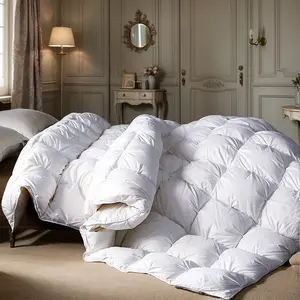 Luxurious Pinch Pleat Down Duvet - High-Quality Down Filling, Premium Cotton Fabric, Skin-Friendly, Breathable, Pressure-Free, Warm, 3D Cutting Design, Anti-Pilling