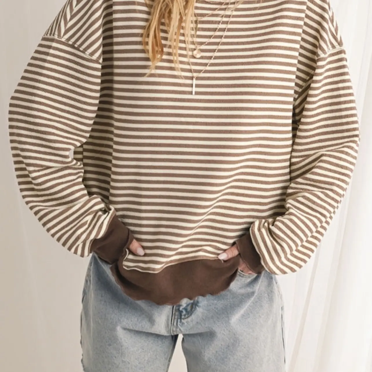 Women’s Brown Stripe Sweatshirt