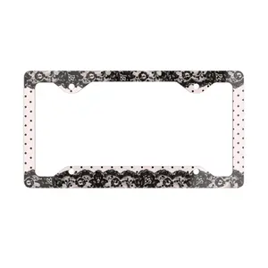 Coquette Pink Polka Lace Metal License Plate Frame