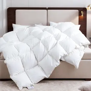 Goose Down Feather Fiber Comforter Oversized King Size Quilted White Duvet Insert Noiseless Soft and Cozy Comforter Baffle Box Bed Insert with Corner Tabs-98"x120"
