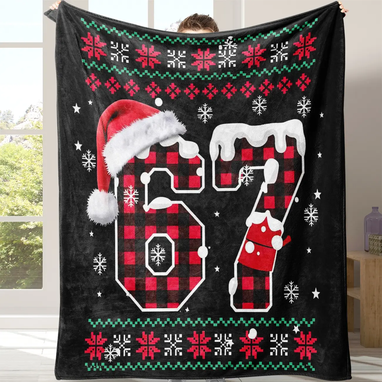 Christmas Six Seven Blanket Soft Warm Comfortable Lightweight Sofa Bed Cover Travel Camping Living Room Office Chair Bed Cozy Blanket