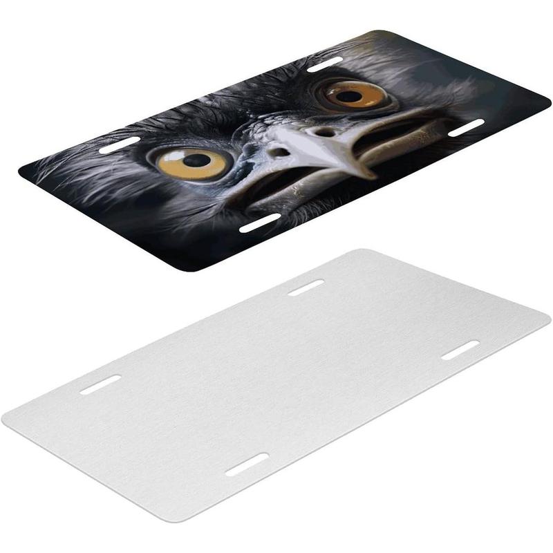 Emu License Plate Frames for Women Universal Aluminum Us Car Tag Frame 6x12 Inches Rustproof Personalized License Plate Cover with 4 Holes