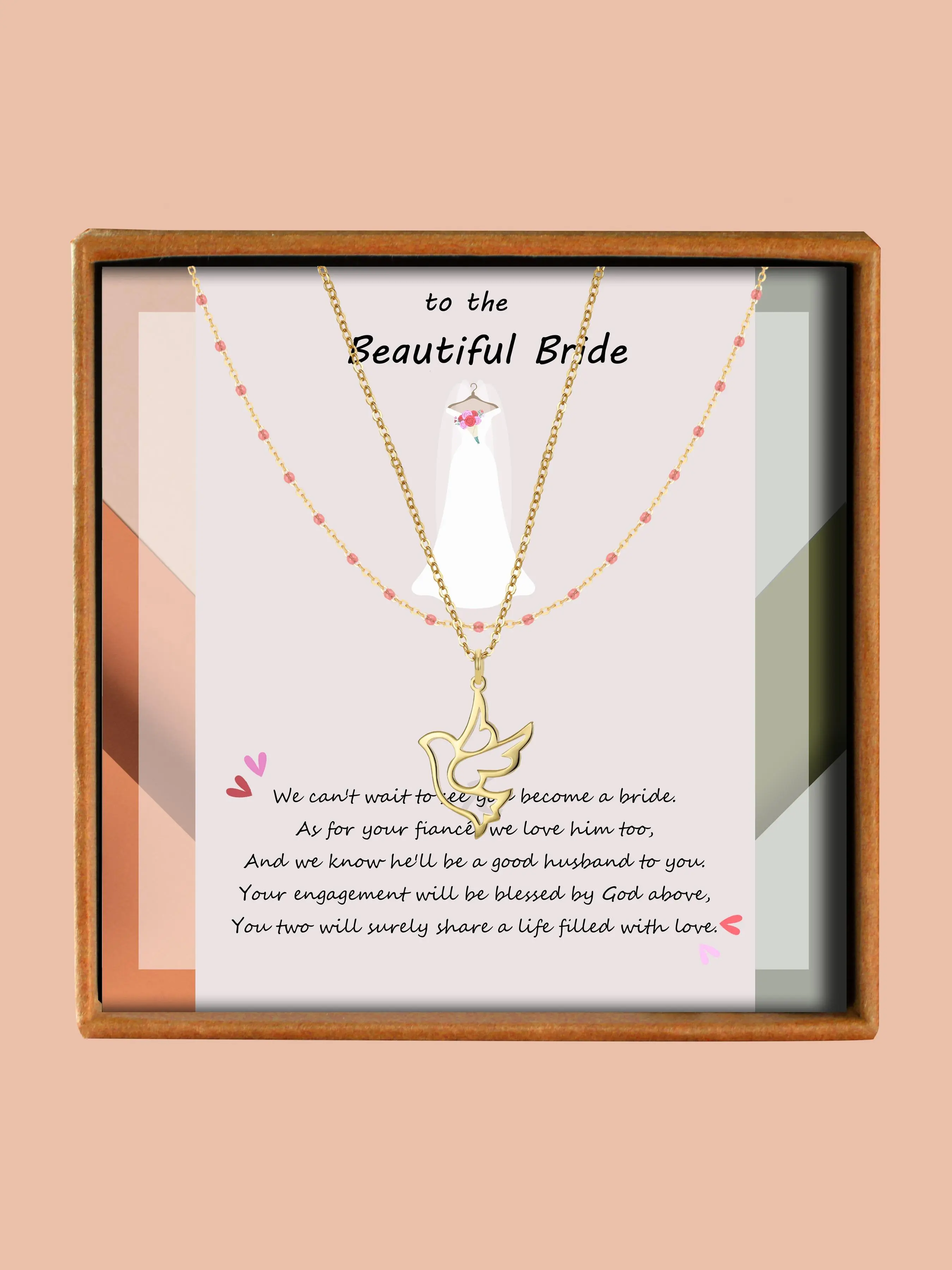Beautiful Dove Pendant Necklace with Box & Greeting Card, Elegant Dove Design Necklace for Women for Gift, Fashion Jewelry for Party, Daily Decor, Trendy All-match & Exquisite Jewelry for Birthday Gift