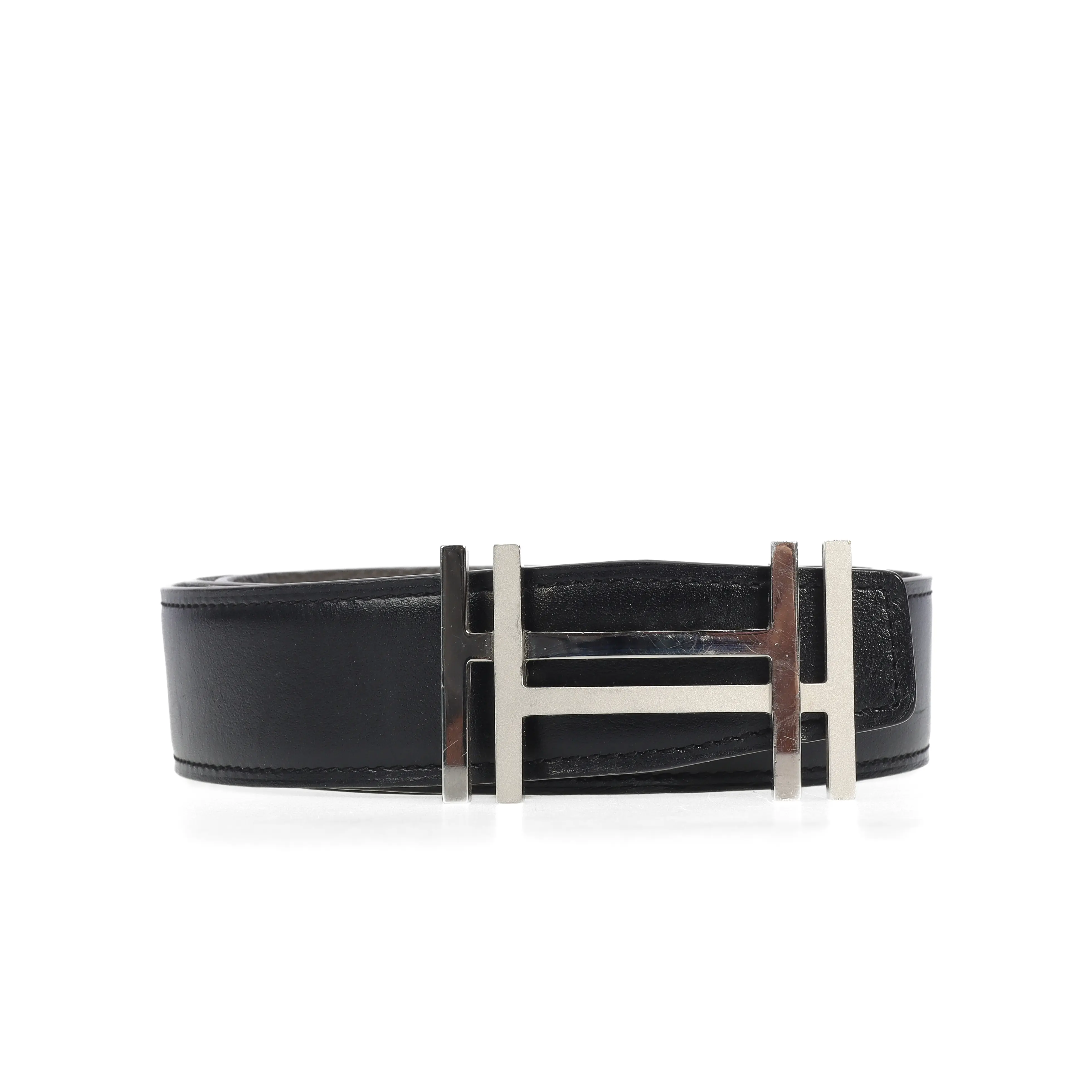 Pre-owned Hermès H Black Calfskin Belt 33116504