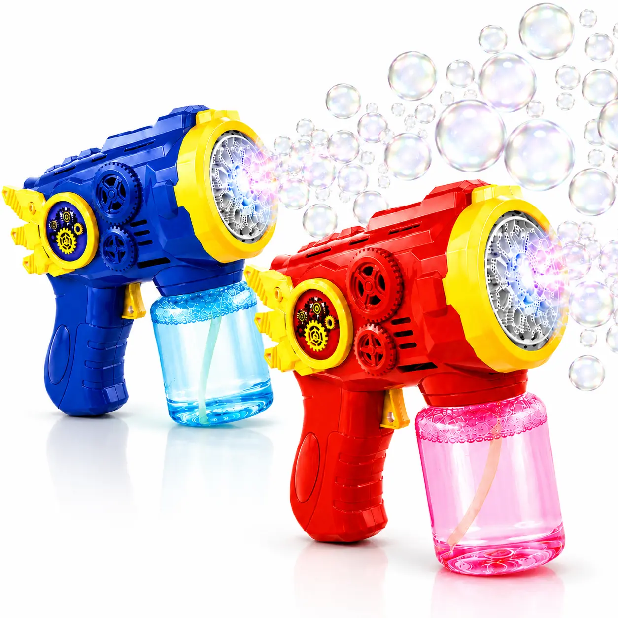 [2 PACK] Automatic Bubble Blaster Toy for Kids, Electric Bubble Sprayer with Light-Up Design, Outdoor Summer Party Toy