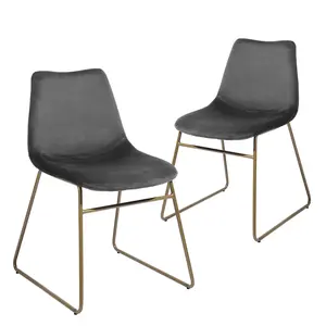 Modern Dining Chairs Set of 2, Velvet Upholstered Side Chairs with Golden Metal Legs for Dining Room Furniture