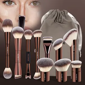 Maange 10-Piece Professional Face Makeup Brush Set with Storage Bag, Ideal for Home, Travel, and Outdoor Use, Essential Makeup Tools