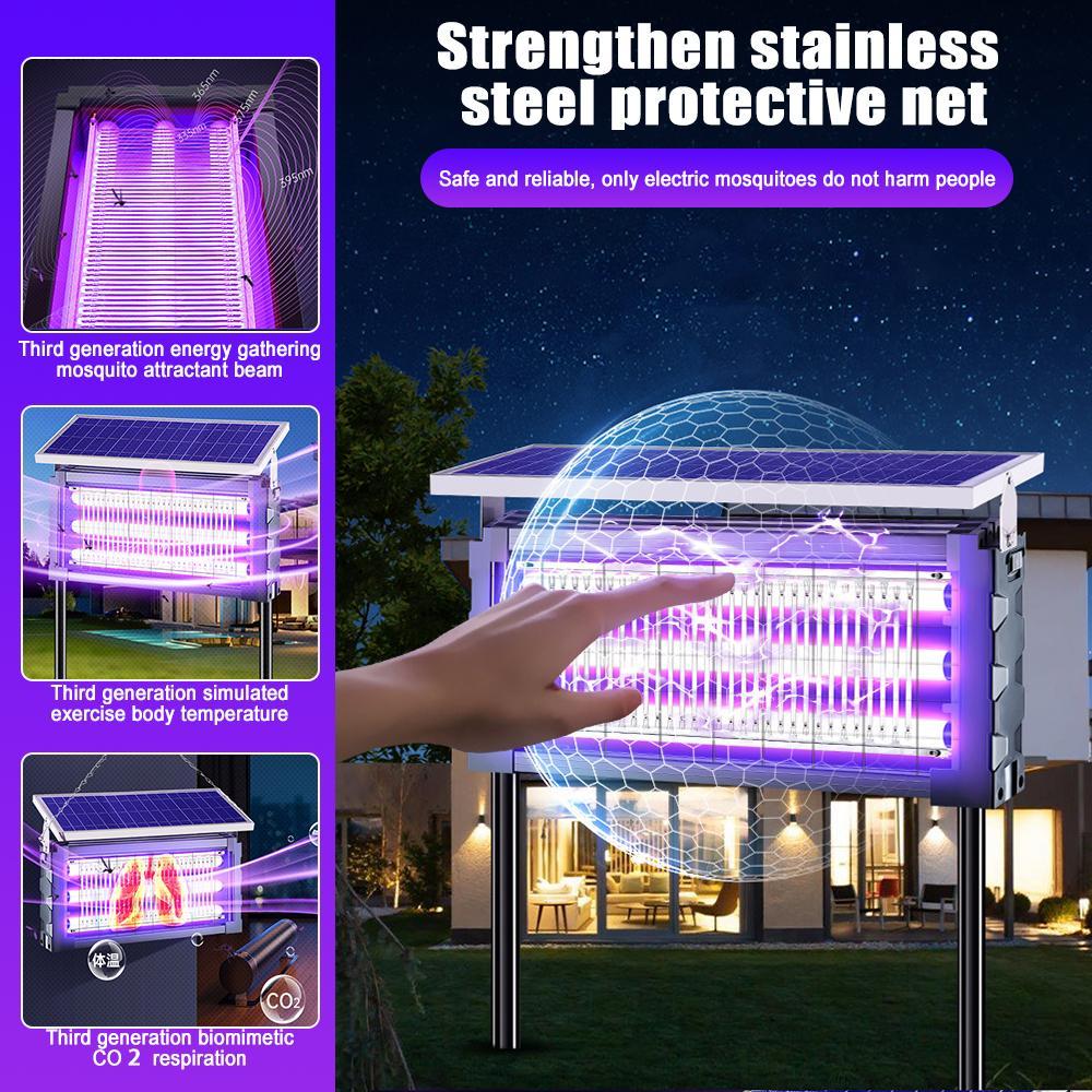 Solar Mosquito Killer Lamp Outdoor – 20W High-Power Waterproof Insect Zapper with 3 Tubes, Dual Charging, 6000mAh Battery for Garden, Yard, Farm, Patio