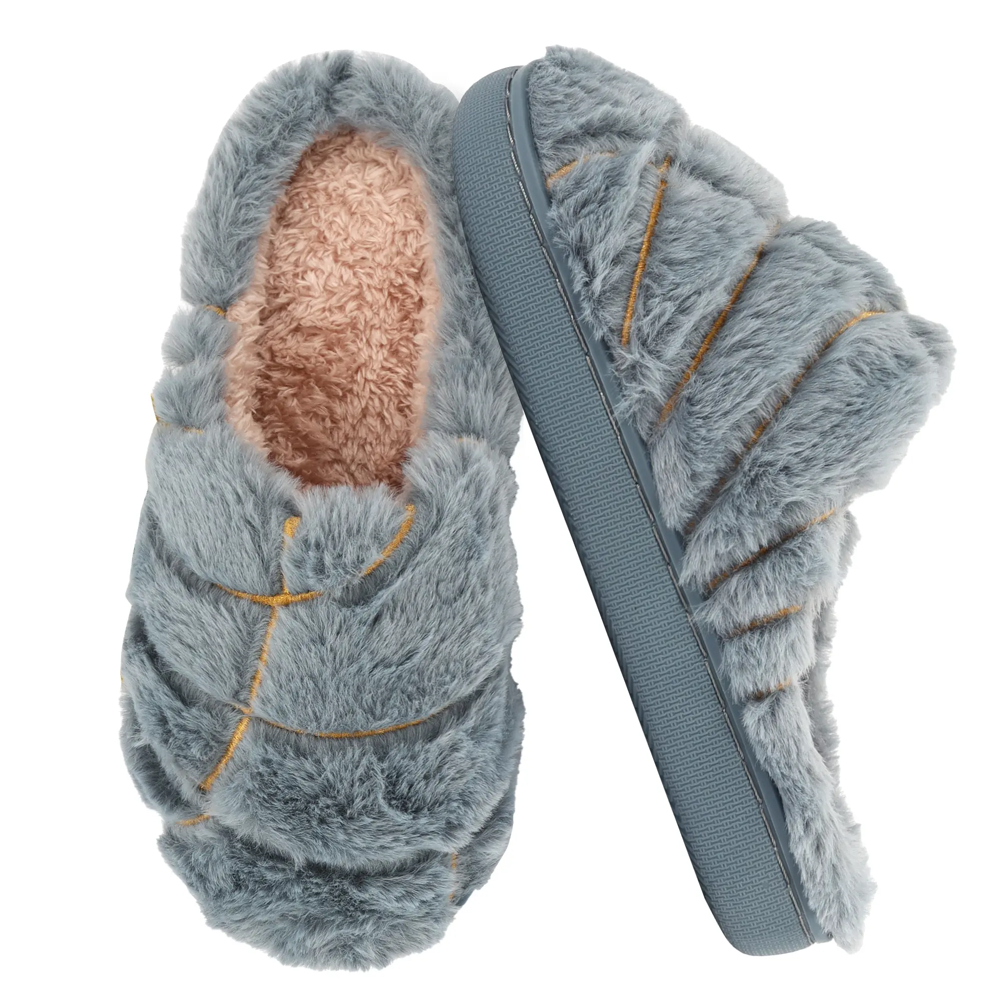 Women's Fuzzy Scuff Slippers Soft Comfy Memory Foam Non-slip Indoor House Shoes