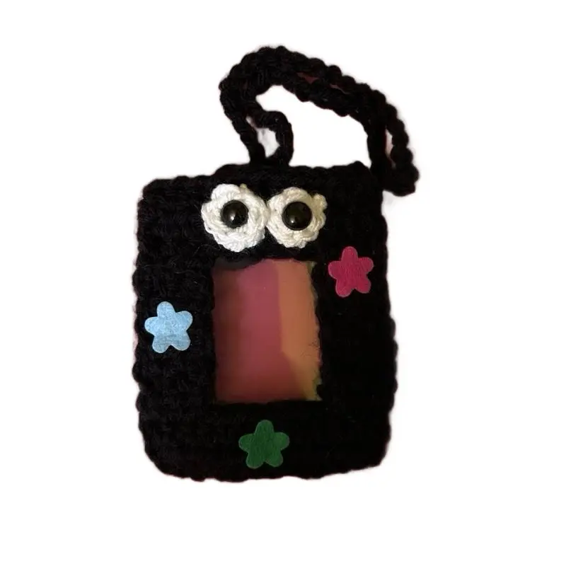 Crochet Photocard Holder with Eye and Flower Designs - Photocard Not Included