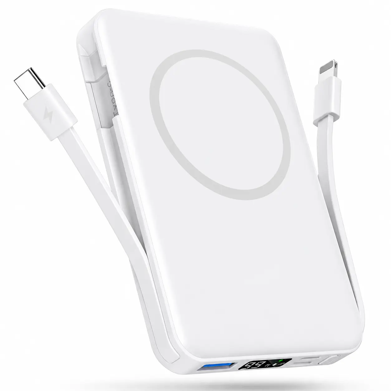 10000mAh Magnetic Power Bank - Portable Mobile Charger with Foldable Stand, LED Digital Display, for iPhone, Android, Smartphone, Back to School Haul Tools and Gadgets, Compact Travel Gifts for Him Battery Pack