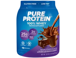 Pure Protein Rich Chocolate 100% Whey Protein Powder -  (1.75 lb. Canister)