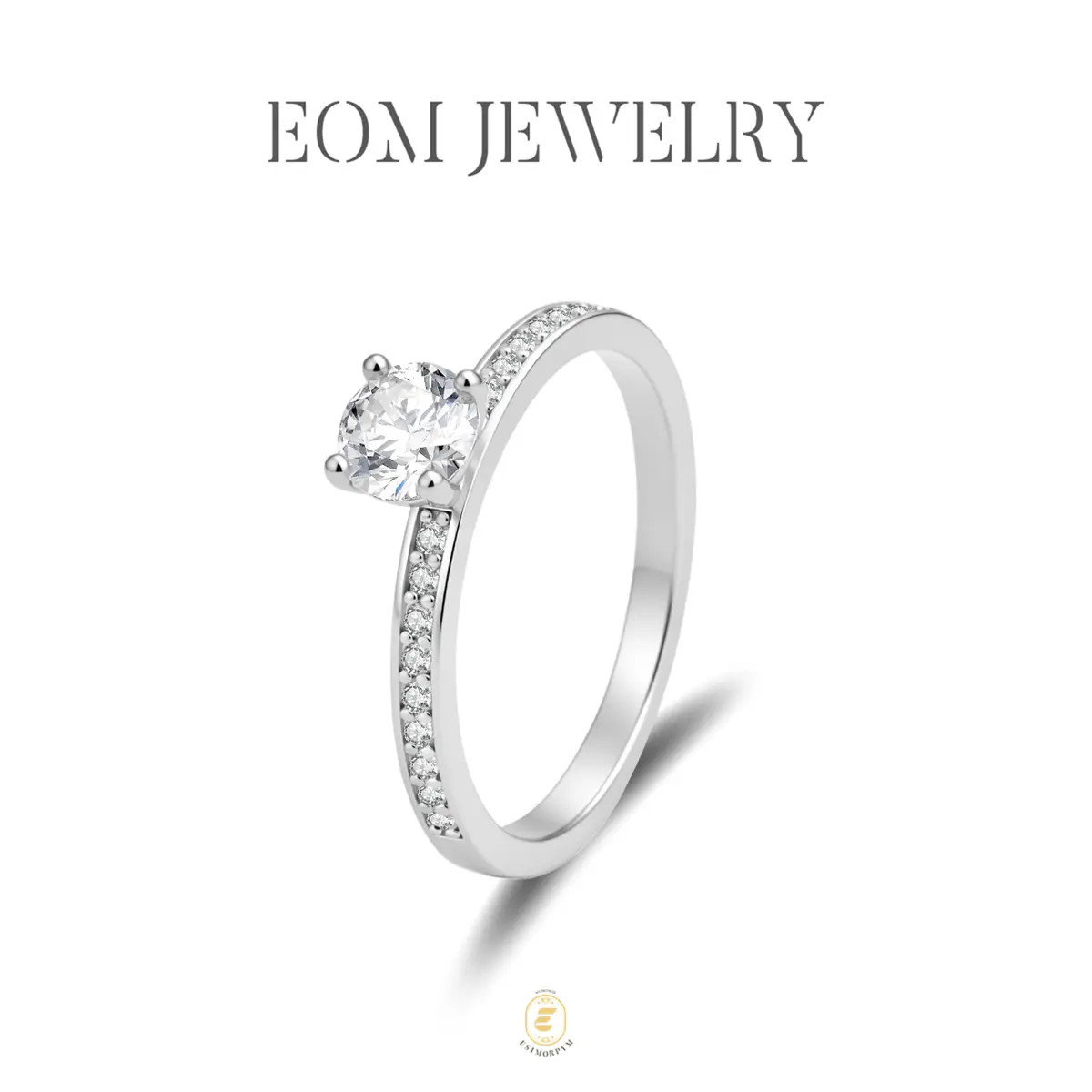 Moissanite Eternal Promise Four-Prong Engagement Ring Silver-Plated Jewelry Wedding Engagement Anniversary Valentine's Day Birthday Gift Daily Wear