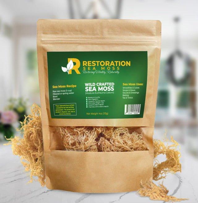 4oz Raw Wildcrafted Jamaican Sea Moss - Sun-Dried, Sustainable, Ocean-Scented, Mineral-Rich, Anti-Inflammatory Plant-Based Superfood Snack with Natural Ingredients for Soups