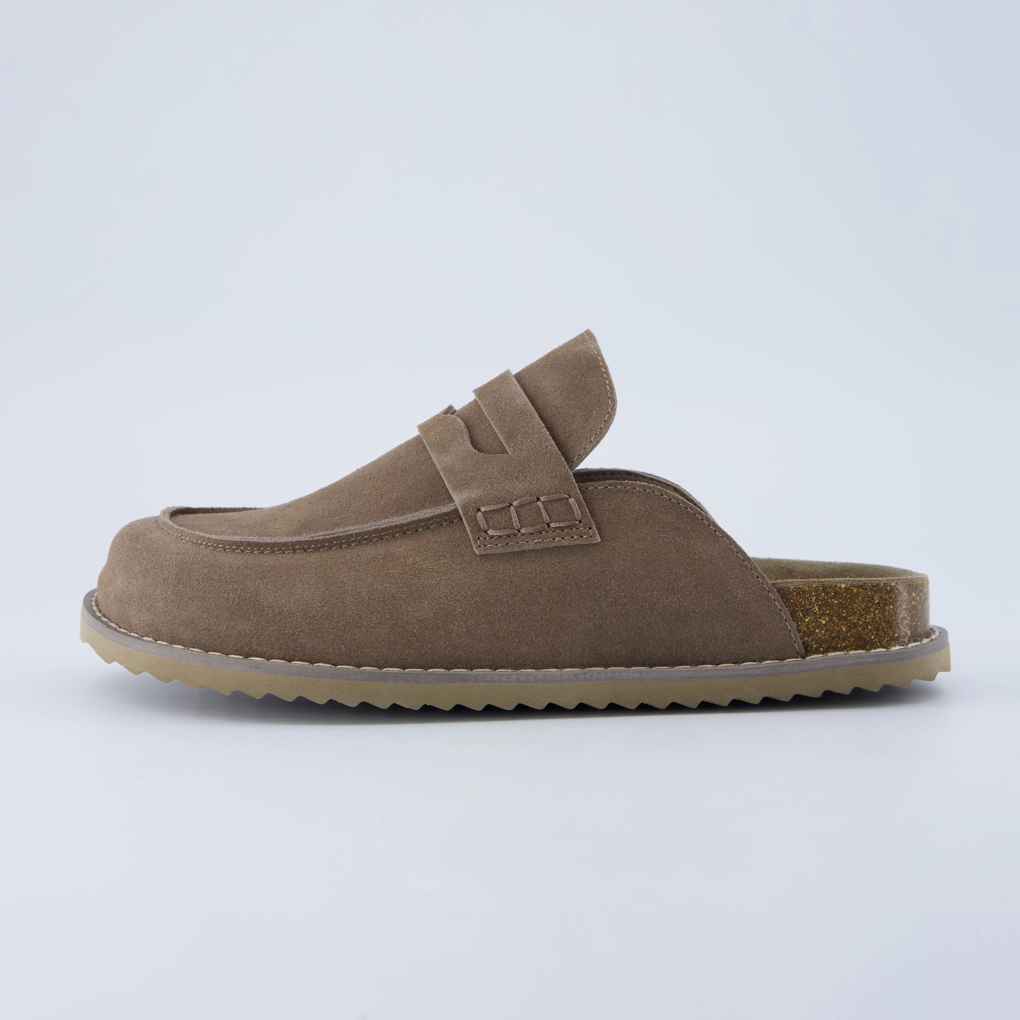 Cushionaire Zola Suede Clogs For Women | Genuine Suede Slip On Penny Loafer Clogs With Cork Footbed | Classic Closed Toe Mule Design For Everyday Casual Wear