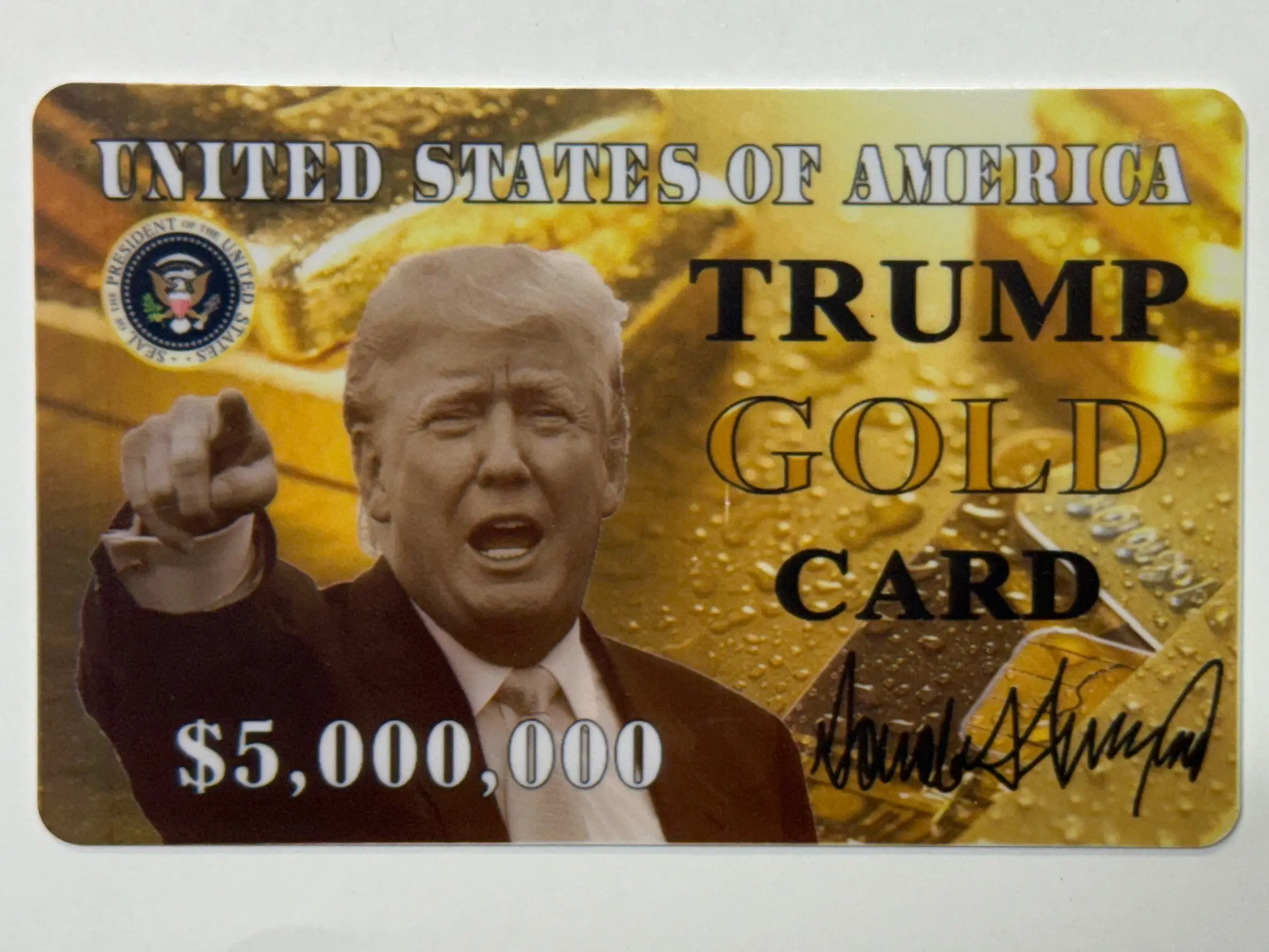 Donald Trump GOLD CARD ID Card Plastic US Citizen ICE MAGA Funny Gift Prank Immigration Visa