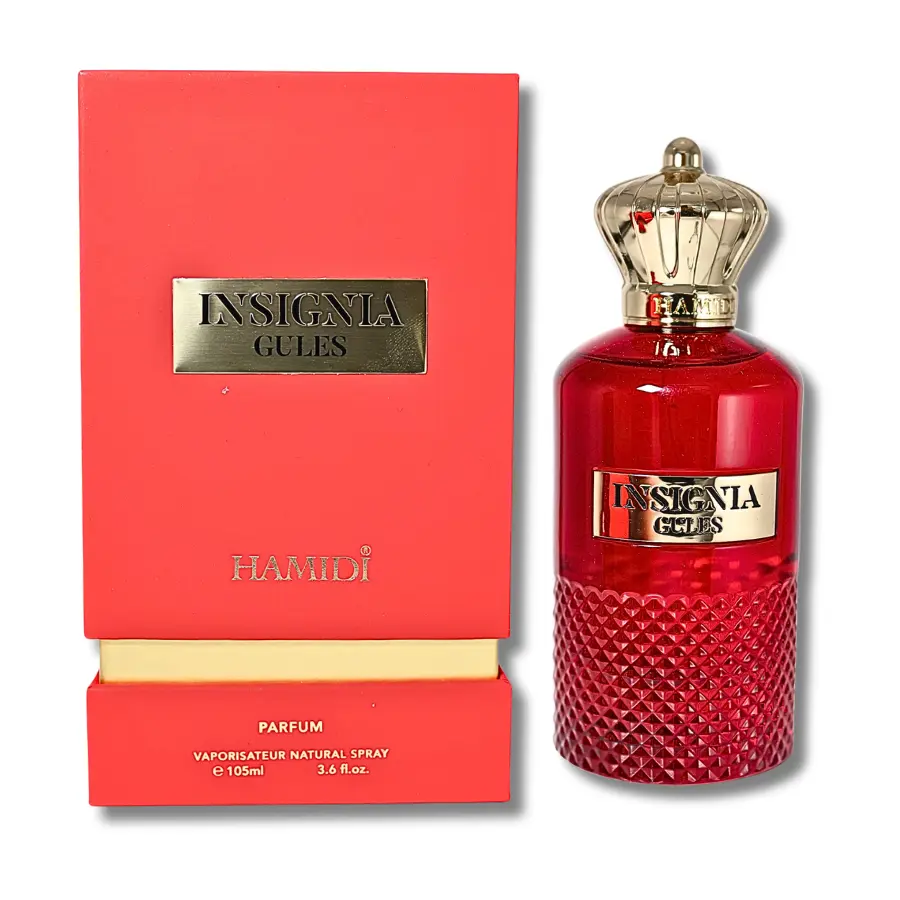 Hamidi Insignia Gules Unisex Captivating EDP Fragrance - Aromatic Spicy Scent, EDP Fragranced Option, EDP Liquid Perfume Single Item, 3.6 fl.oz, Aromatic Spicy Perfume, Edp Fragranced Perfume