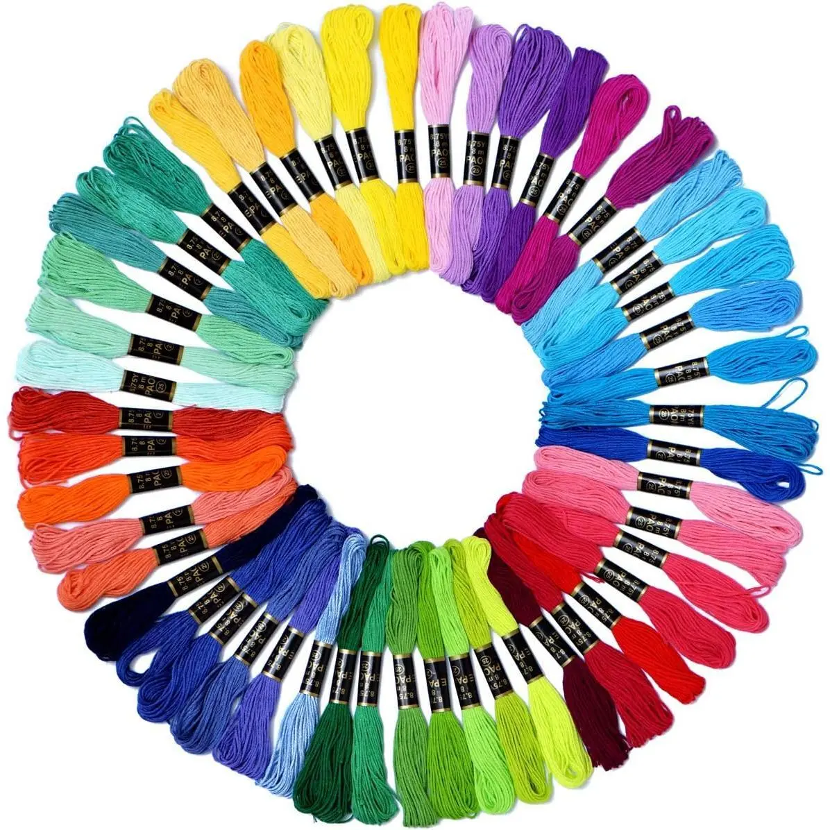 SQ-HDJ049 High Quality 50-Skein Rainbow Cotton Floss - Friends' Friendship Bracelet String, Gray String Art, Arts and Crafts Cross Stitch Embroidery Thread for DIY Needlework