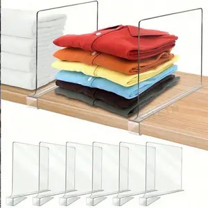 Acrylic Transparent Closet Shelf Dividers, 1/2/4pcs Organizer for Closet Organization, Wardrobe, Dresser, Office Desk, Kitchen, Vertical Shelves, Racks