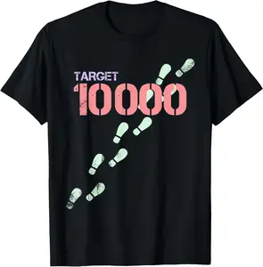 Target 10000 Steps - Walking for Fitness Summer Casual Shortsleeve Cotton T-Shirt