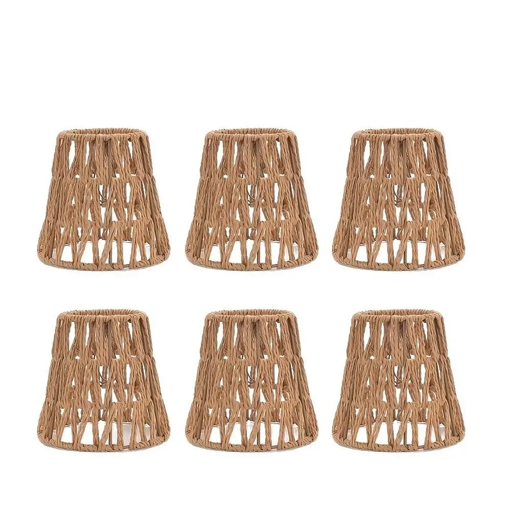 2/6-piece Bohemian hand woven paper rope Decorative lampshade, clip on hanging as a replacement for lampshade, modern style decoration, ambient lighting, lighting accessories
