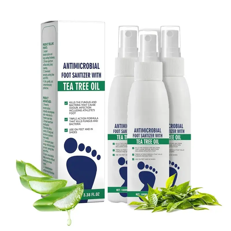 3PCS Foot Spray with Tea Tree Oil, Foot Care Dry Feet Plantar Moisturizing Deodorant, Advanced Foot and Nail Spray Moisturizer Hydrate