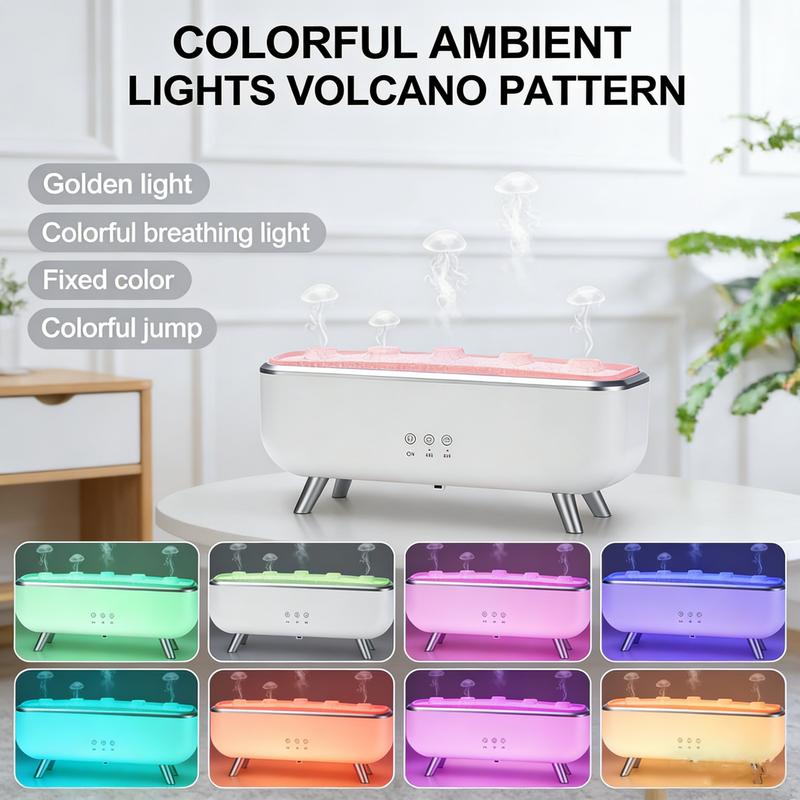 Dynamic Jellyfish Aroma Diffuser 300ml Humidifier for Bedroom Waterless Auto-Off with Timer Remote Control 7-Color Mood Lighting 4-Hour 8-Hour Dual Timers 5 Nozzles for 360° Mist Diffusion Home Bedroom Gift