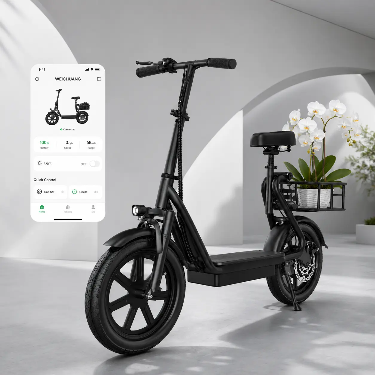 Electric Scooter for Adults with Seat,48V 10.4Ah Battery, Top Speed 22 mph, Driving Range 21-27 Miles, Pet-Friendly Design with Rear Basket.SummerWins,Father's Day Gife