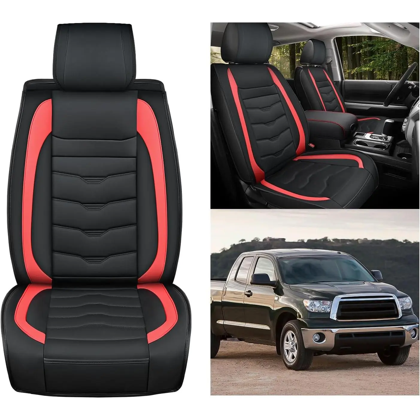 Nilight Car Seat Covers Compatible with 2008-2024 Tundra Waterproof Wear-Resistant Leather Anti Slip Cushion Front Set (2PCS Front Seat Cover) cover a car water car water Truck Automotive  dealsforyoudays, Automotive Interior Cushion