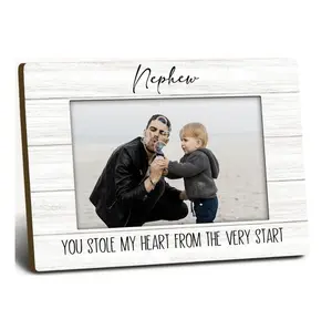 Nephew Gifts Picture Frame 4x6, To My Nephew Gifts from Aunt Wooden Picture Frame, NephewsGifts from Uncle Aunt Auntie, You Stole My Heart Decorative Photo Frames for Table Desk Decor