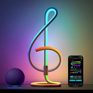 Lepro TB2 AI Smart LED Table Lamp, RGB + IC Color Changing Lamp, Alexa Google Enable, APP Control No Remoter, Modern Fashion Spiral Lamp, Music Sync, AI Generated Lighting,2.4 GHz WiFi/Bluetooth