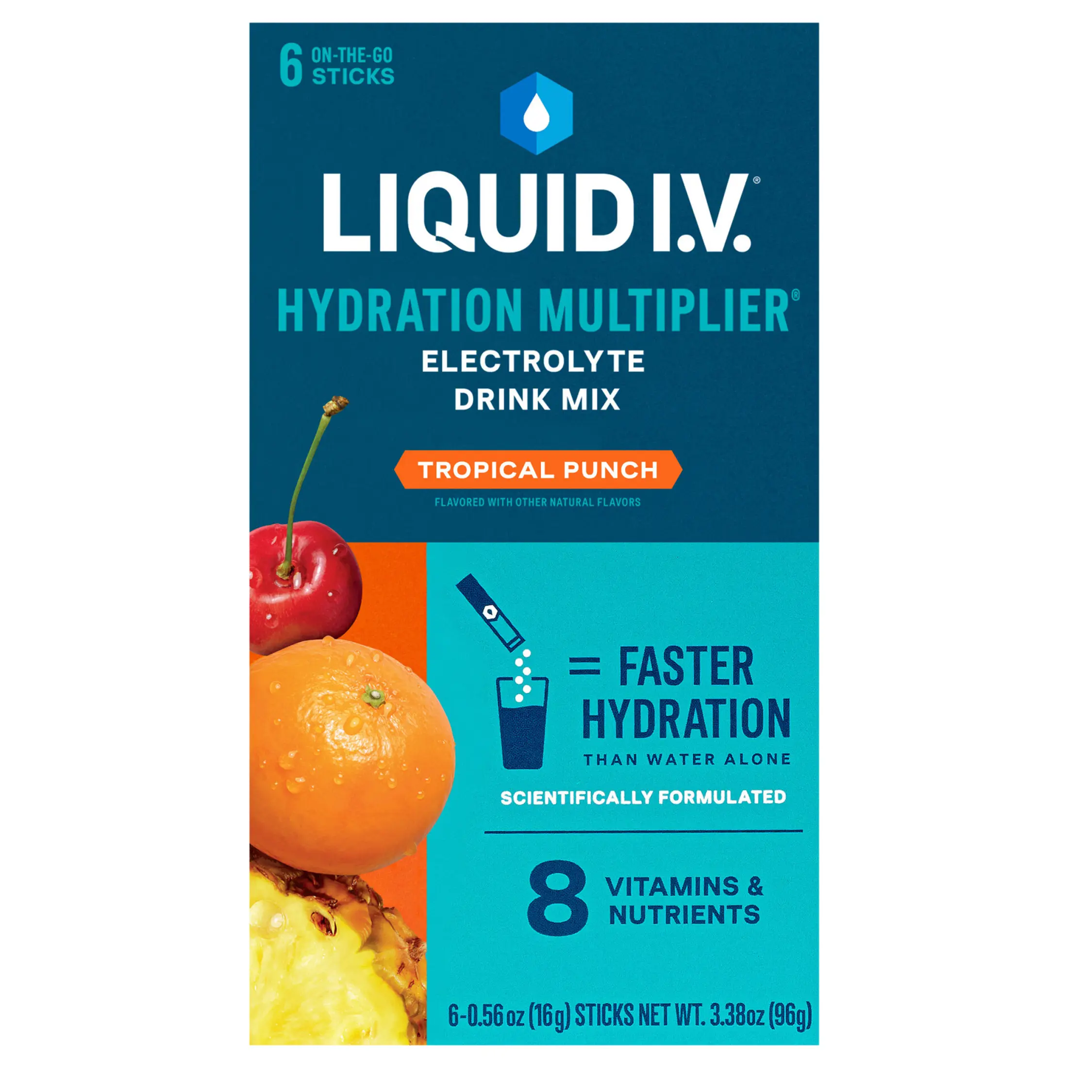 Liquid I.V. Tropical Punch Hydration Multiplier Powdered Electrolyte Drink Mix, 6 Count Packets