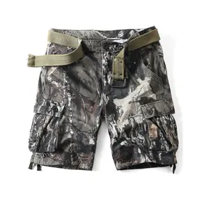 AKARMY Camo Cargo Shorts for Men Cotton Casual Wild Outdoor Work Relaxed Fit Shorts with Multi-Pockets 8069-dashu (No Belt) Menswear Tropical