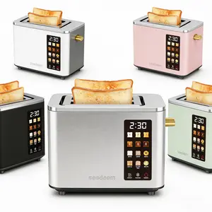 Toaster 2 Slice, Touch Control Screen, Smart Stainless Toaster, 6 Shade Setting, 6 Bread Selection, Countdown, Removable Crumb Tray, 900W, Silver Metallic