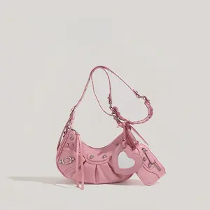 Women's Glossy Y2K Retro Hobo Bags Set PU Leather Underarm Purses Clutch Shoulder Handbags With Coin Wallets