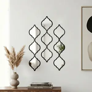 Acrylic Moroccan Boho Wall Mirror Set 9Pcs/12Pcs, Vintage Plastic Framed Hanging Mirrors with Polished Ends, Decorative Wall Art for Living Room Bathroom Hallway Bedroom Decoration